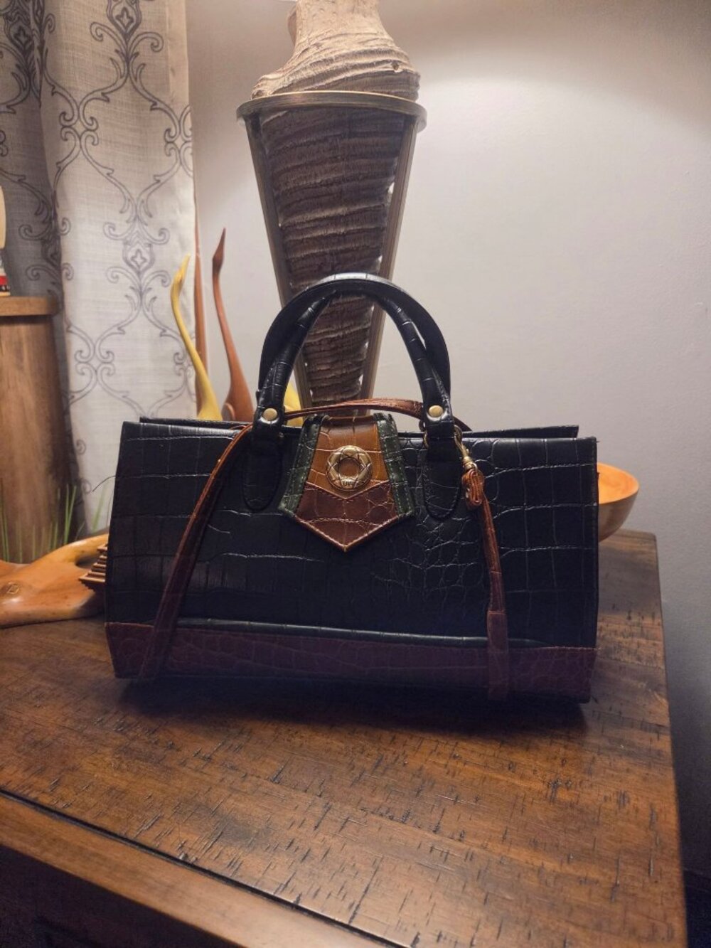 Vintage Dolce Vita Jackson Doctor Satchel Bag Faux Croc